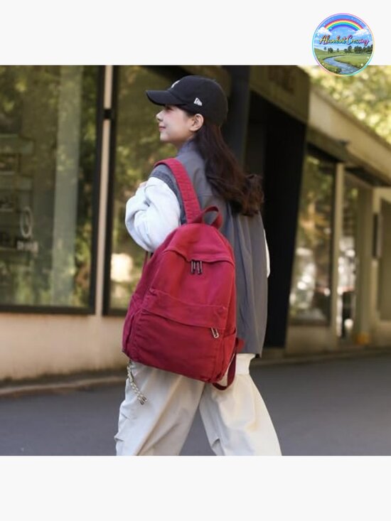 Vintage Canvas Backpack with Laptop Sleeve, Boho School Daypack, Y2K Aesthetic main image 5